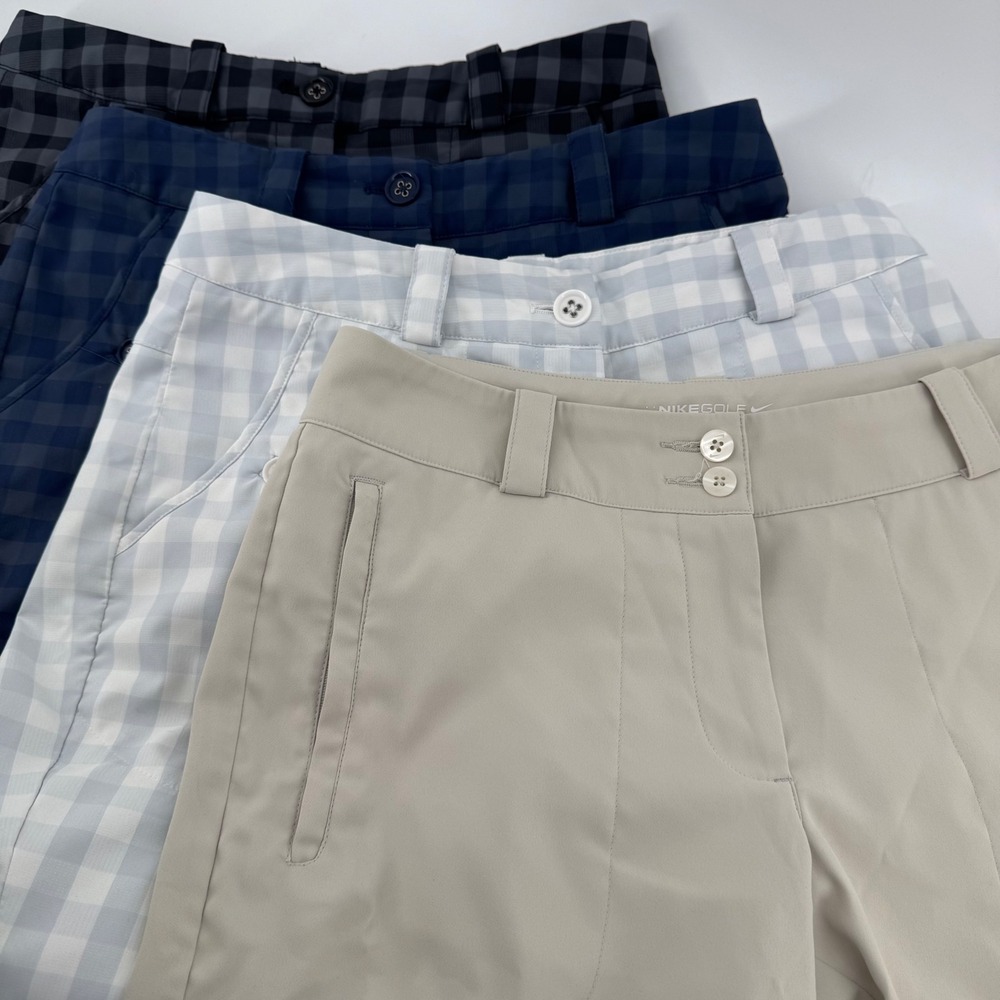 Nike Golf Shorts Women 4 Gingham Cargo Dri-FIT Tour Performance Bundle 4-Pack